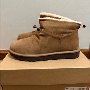 UGG Tan Suede Ankle Boots with Plush Lining